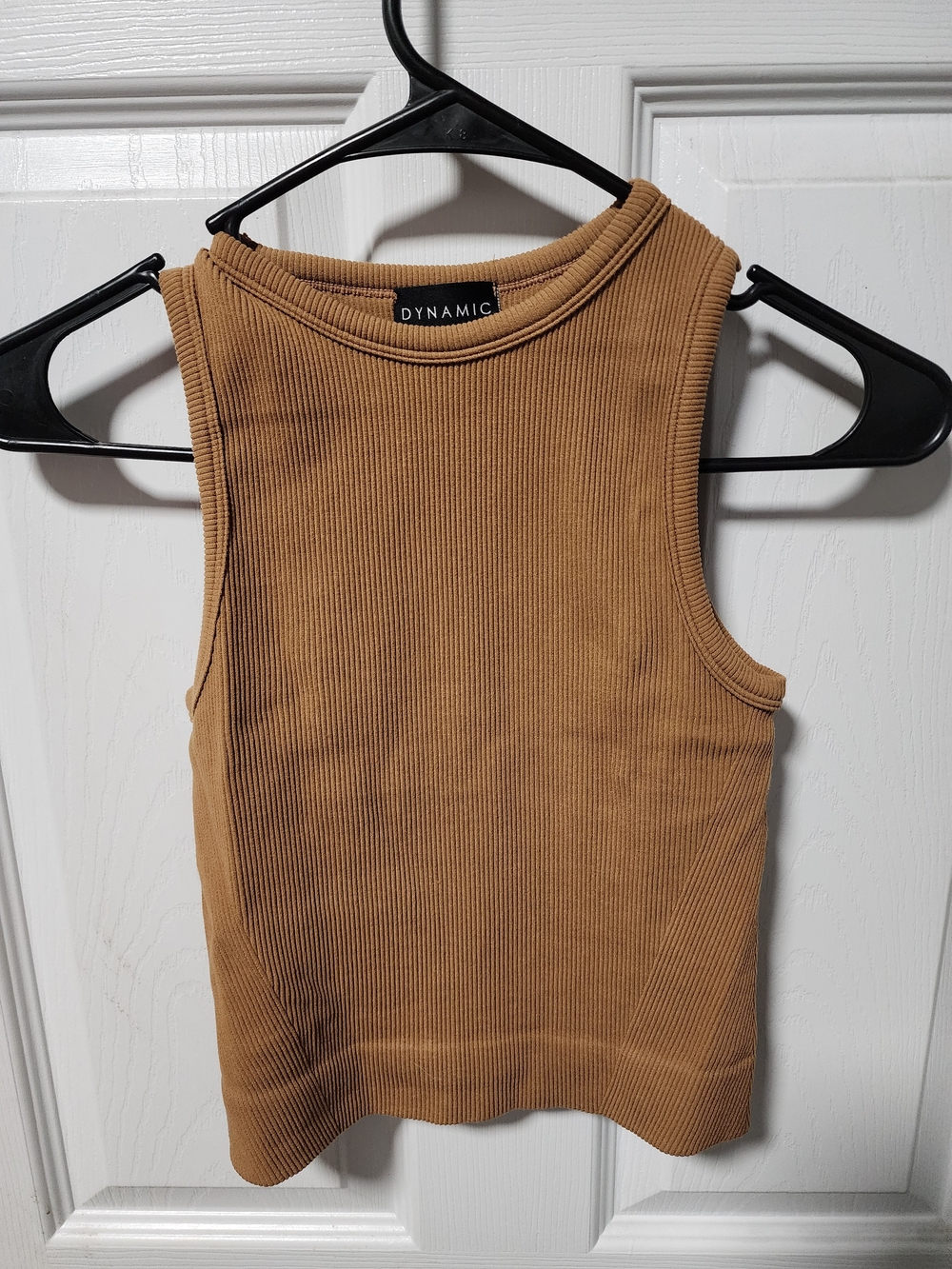 Ribbed Sleeveless Brallete/Cropped Tank Top - Camel Brpwn One Size